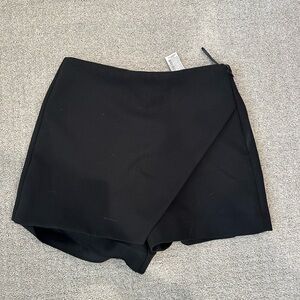 Zara Black Wrap-Front Skort Shorts